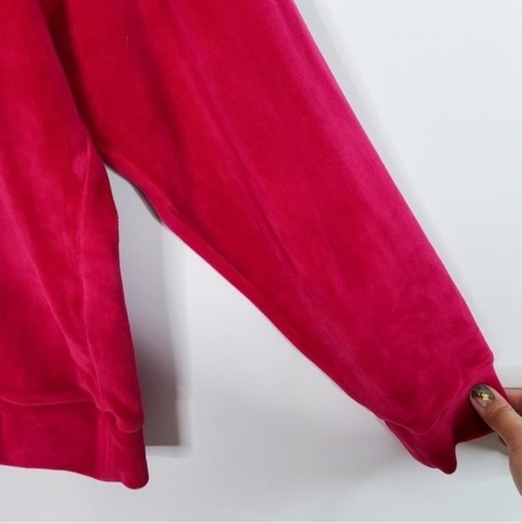 ZYIA Active Women's Fuchsia Pink Velvet Velour Sweatshirt Women's XL Activewear - Picture 6 of 9
